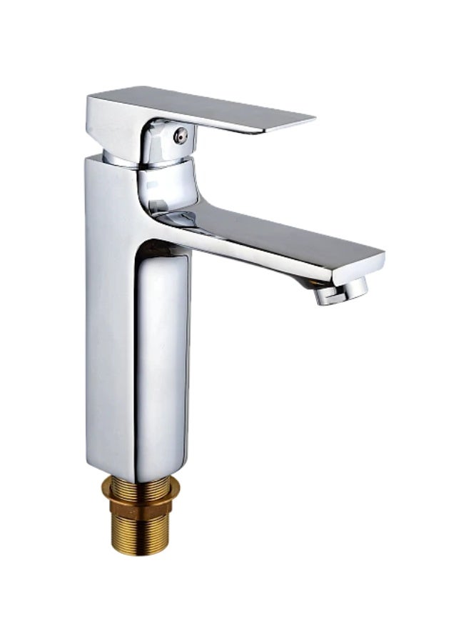 Generic Short Square Basin Mixer Faucet | Zinc and Brass Chrome | 5 Years (Leakage) Warranty | With Hoses And Drain For Bathroom Basin - Image 2